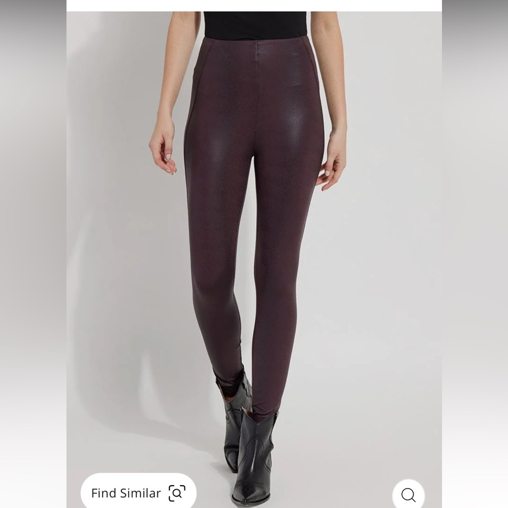 Lysse snake print reptile foil legging pull on pant burgundy wine size XL